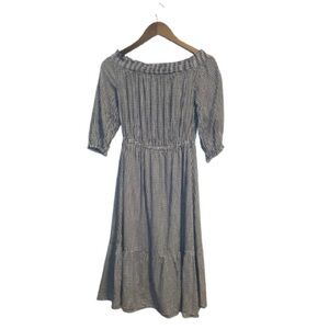 Old Navy Cute Cottagecore Off The Shoulder Blue and White Gingham Dress